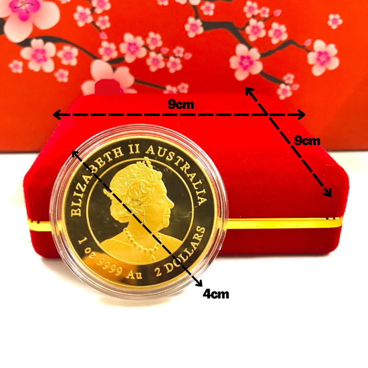 Xu Úc Hình Con Mèo Mạ Vàng tặng hộp nhung - SP005891